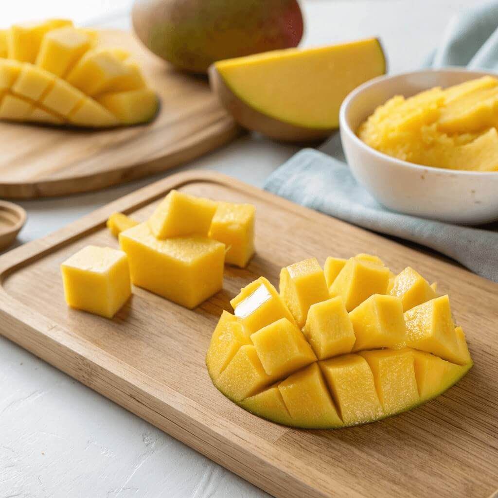 Mango baby food from 6 months Mango for babies - baby food and BLW preparation